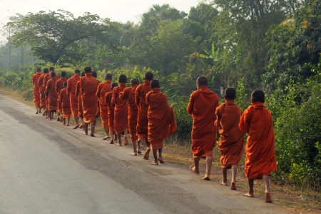 Monks in TransitHighway 5, Cambodia