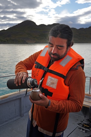 Guide/cebedor preparing  Maté
Pehoé Lake
Torres Del Paine National Park
Patagonia, Chile