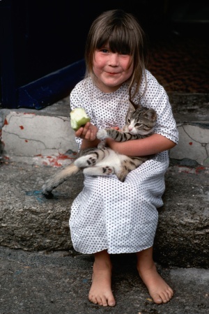 Girl, Kitten, Apple
Cornwall, England